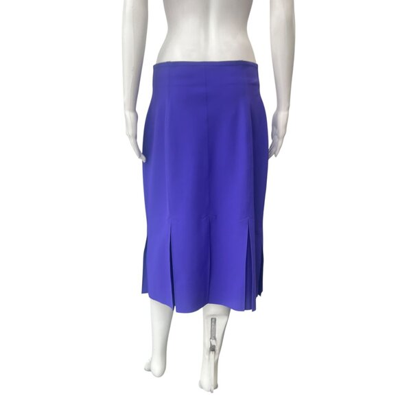 $275 Maria Pinto Purple Pleated Midi Scuba Stretch Skirt size Large - Picture 4 of 7